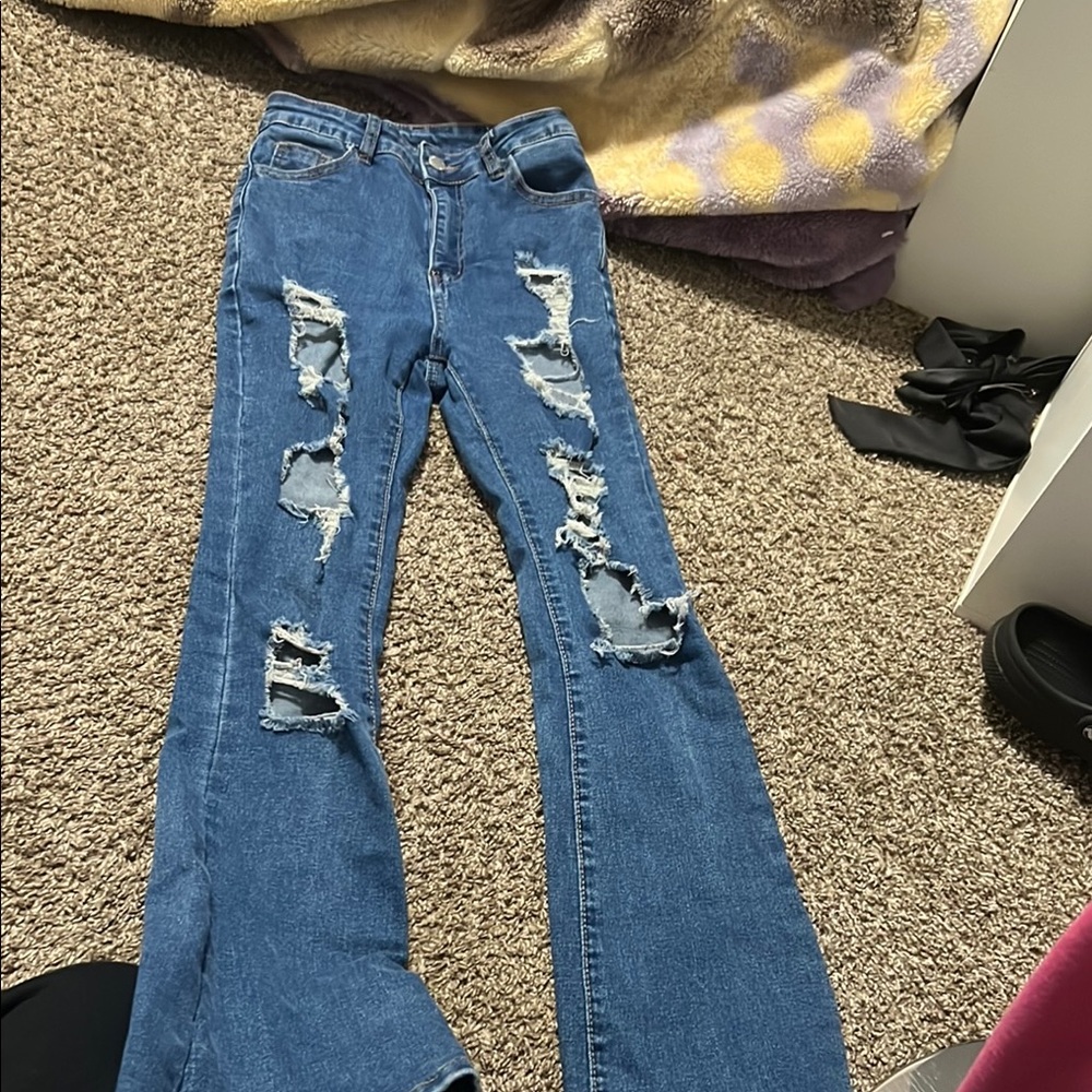 Blue Distressed Women's Jeans